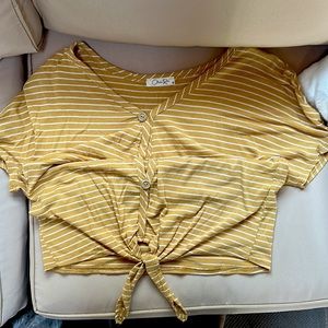 Olivia Rae yellow and white striped shirt size small